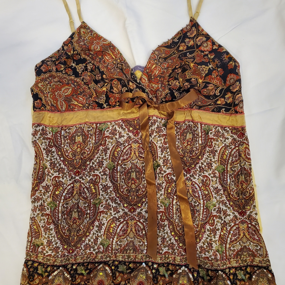 Hale Bob Multicolor Paisley Camisole with Gold Accents